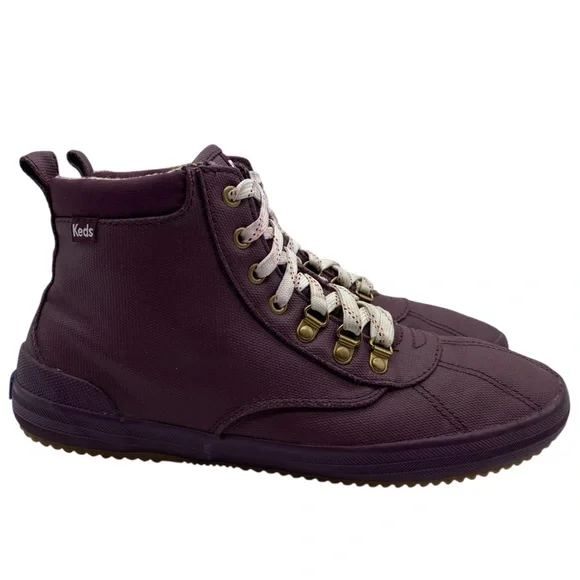 Keds Womens Shoes Scout Lace Up Boots Sz 9.5 Plum Purple Water Resistant Flat - Picture 2 of 13